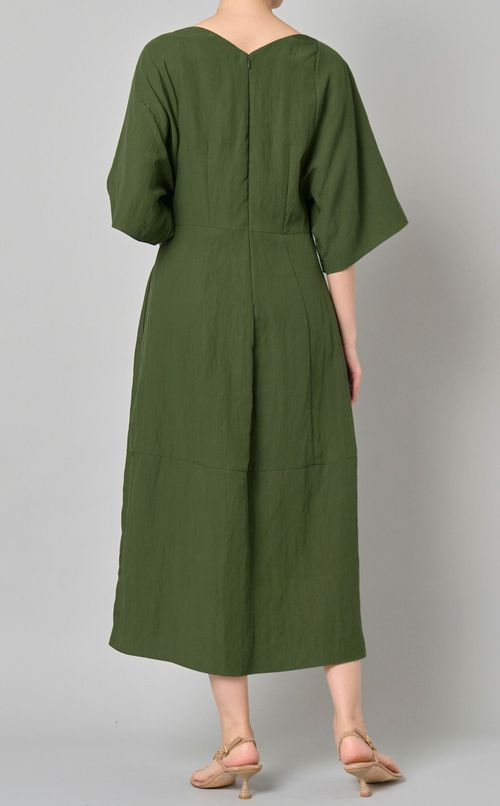 ダブルVネックフレアワンピース