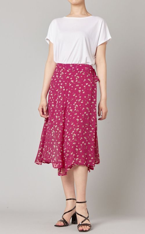 フラワープリントラップスカート