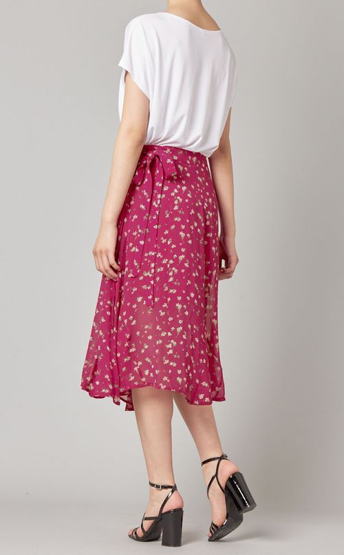 フラワープリントラップスカート