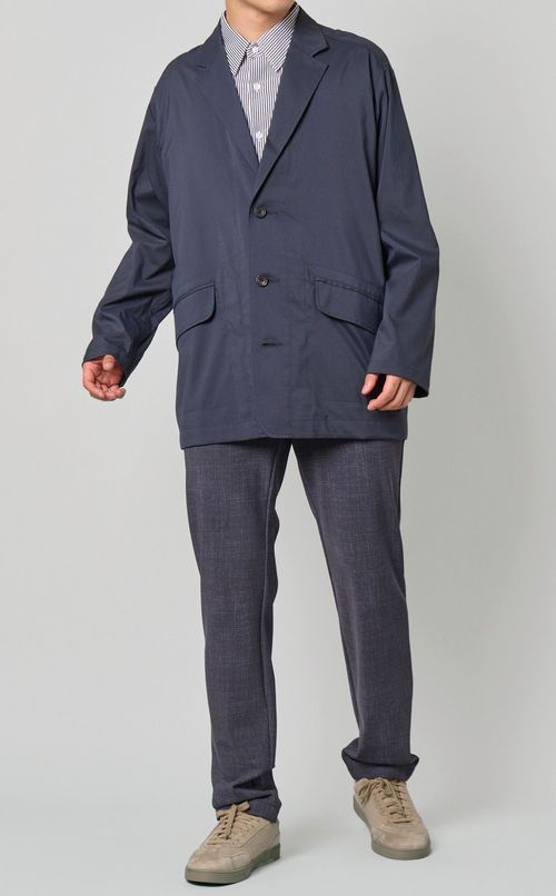 ストラクチャーニットストライプシャツ