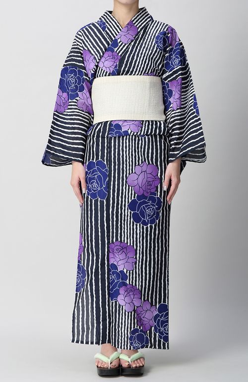 浴衣帯セット花柄紫