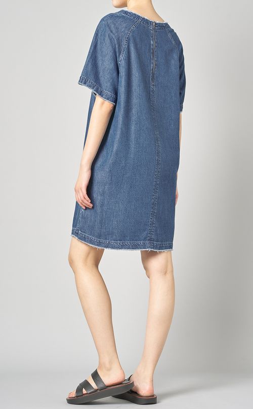 フリンジデニムミニワンピース
