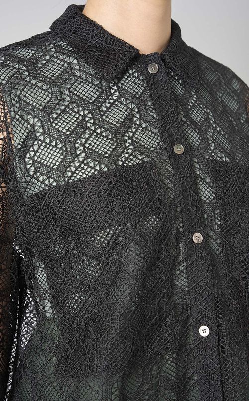 ジオメトリックレースシャツジャケット