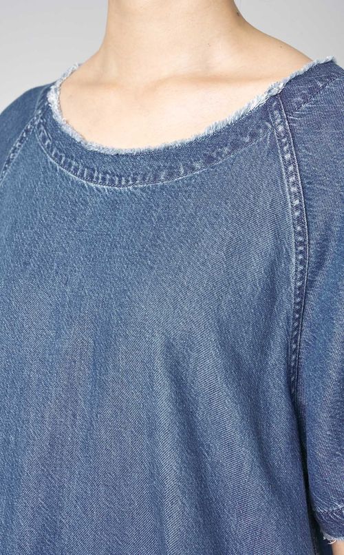 フリンジデニムミニワンピース