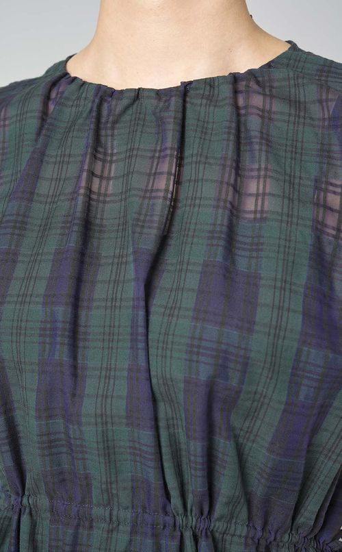 シアーチェックペプラムブラウス