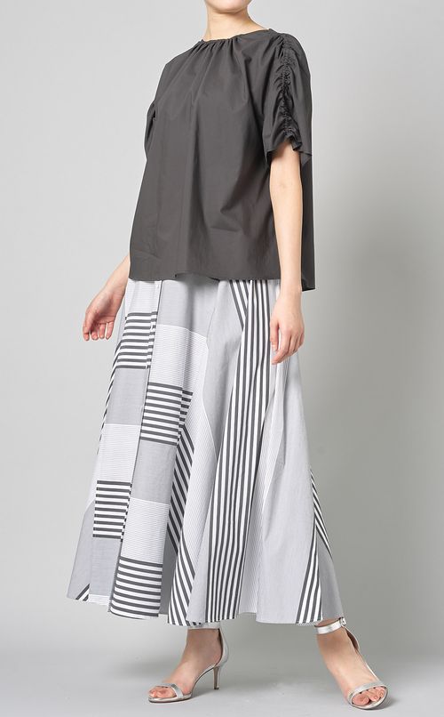 コットンストライプサーキュラースカート