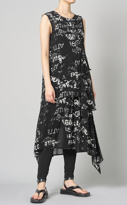 プリントドレープノースリーブブラウス