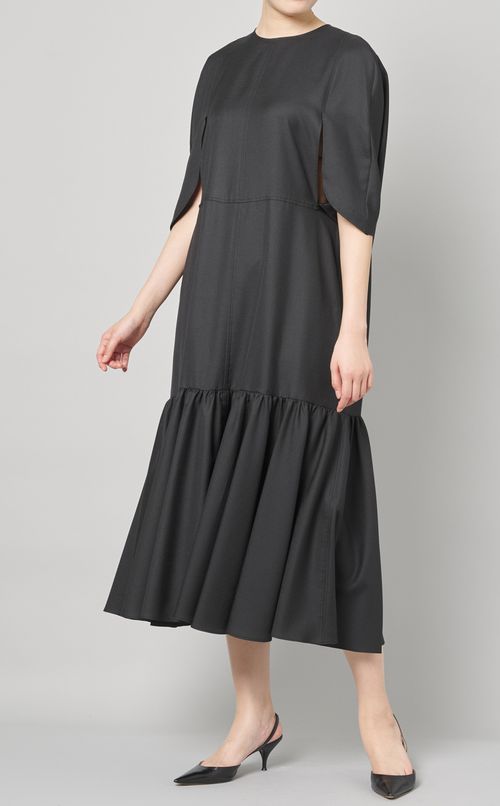 ケープスリーブギャザーワンピース