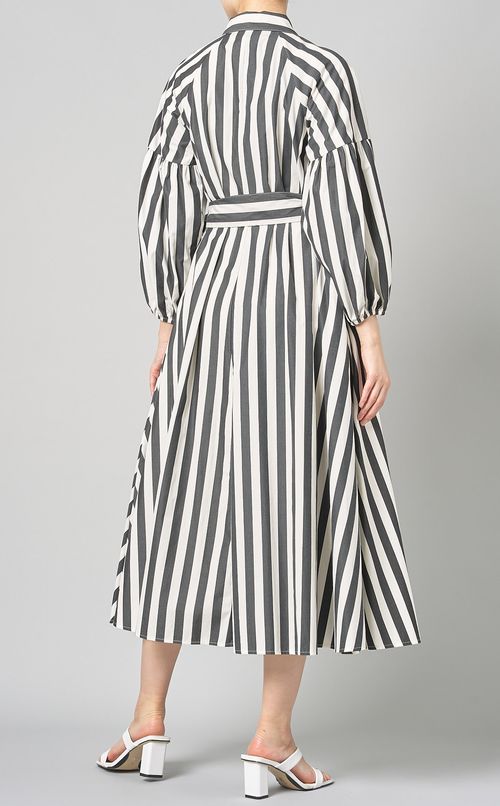 コットンストライプシャツワンピース