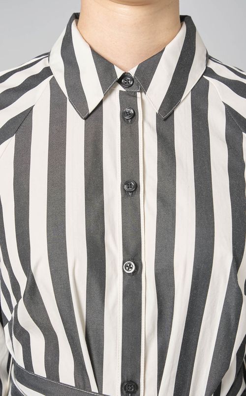 コットンストライプシャツワンピース