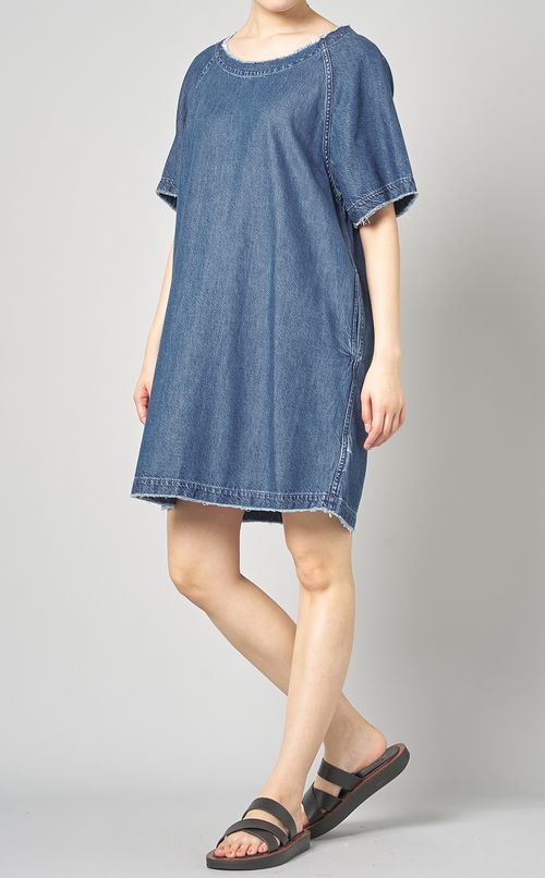 フリンジデニムミニワンピース