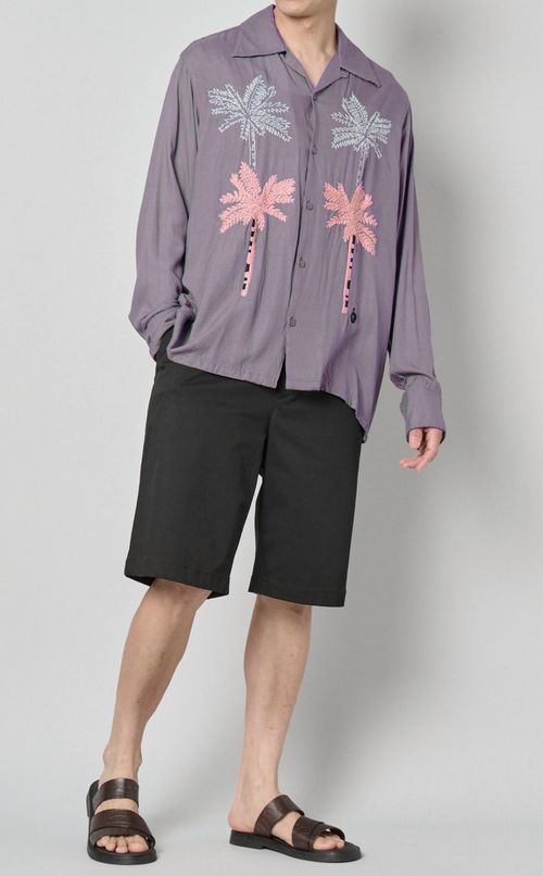 パームツリーエンブロイダリーシャツ
