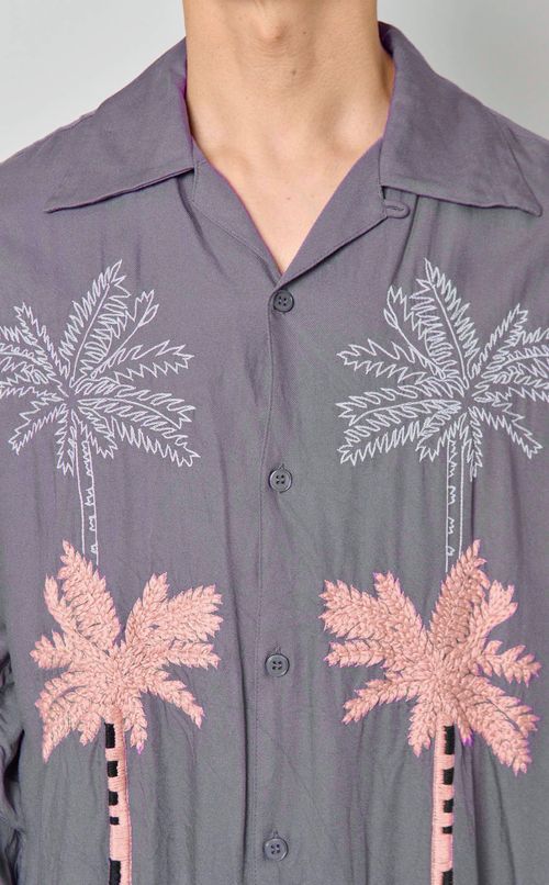 パームツリーエンブロイダリーシャツ
