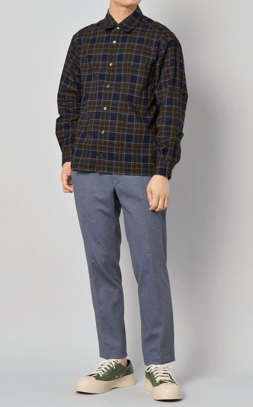 ポプリンチェックロングスリーブシャツ