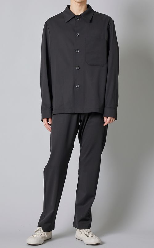 ウールサージドロストテーパードパンツ