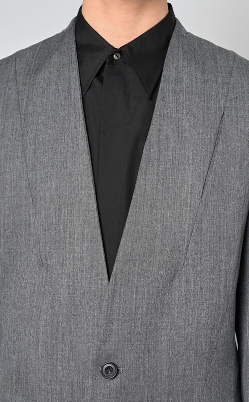 ノーカラーウールジャケット