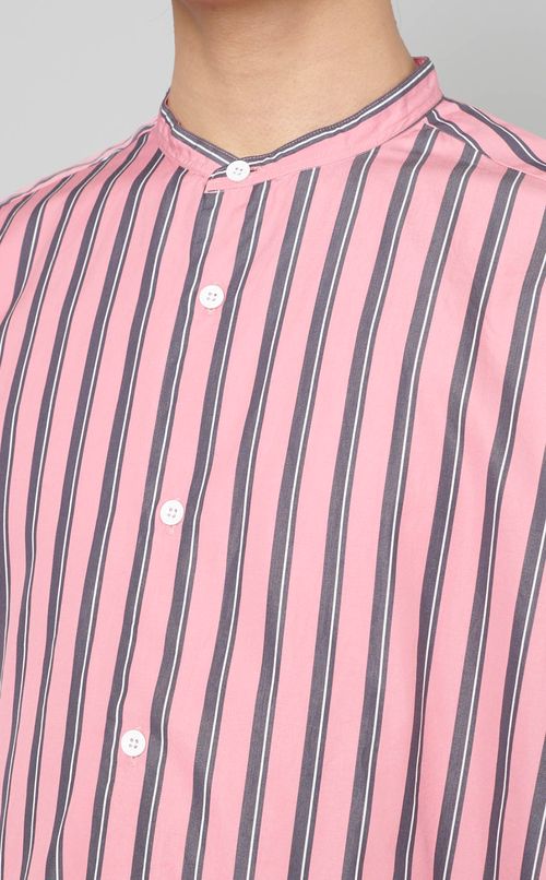 ストライプバンドカラーシャツ