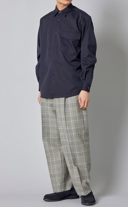 チェックトロピカルプリーツパンツ