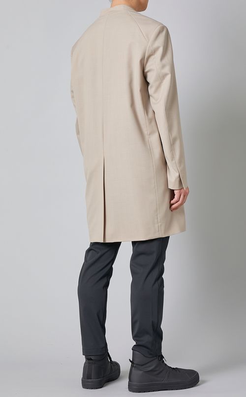 ギャバジンカラーレスロングジャケット