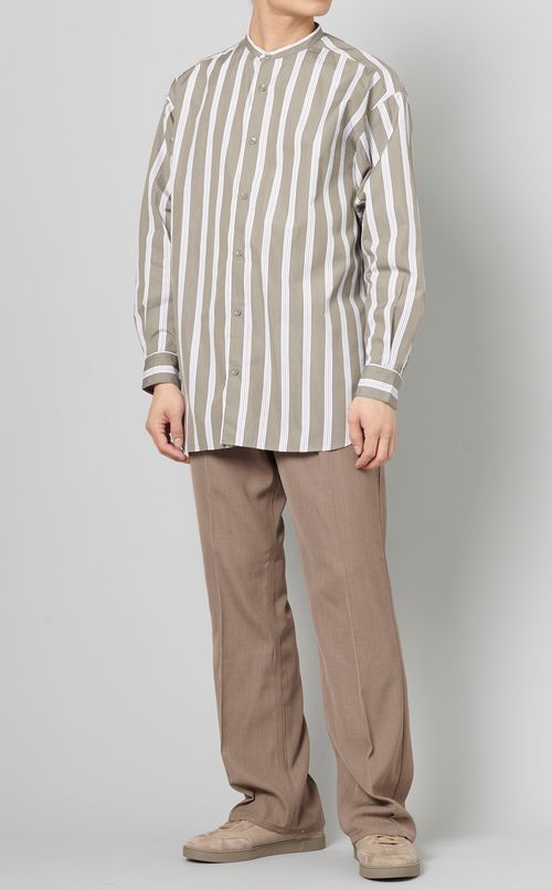 ストライプバンドカラーシャツ