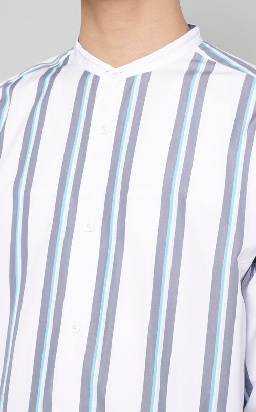 ストライプバンドカラーシャツ