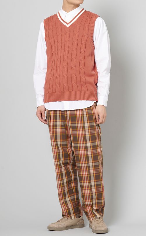 チェッククレープコットンイージーパンツ