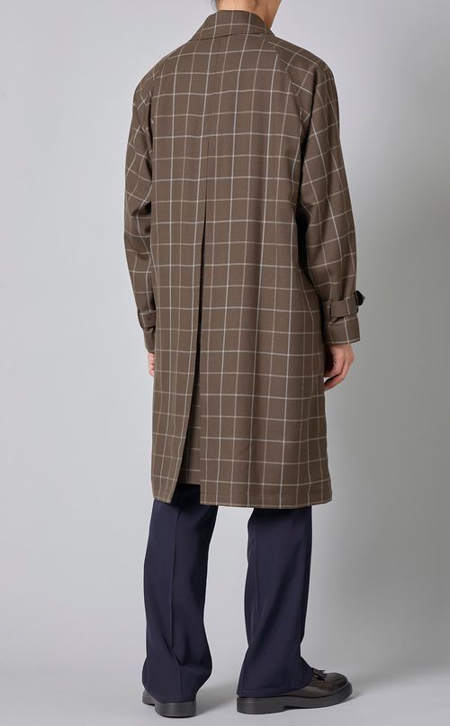 チェックウールシングルトレンチコート