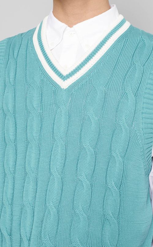 コットンVネックチルデンベスト