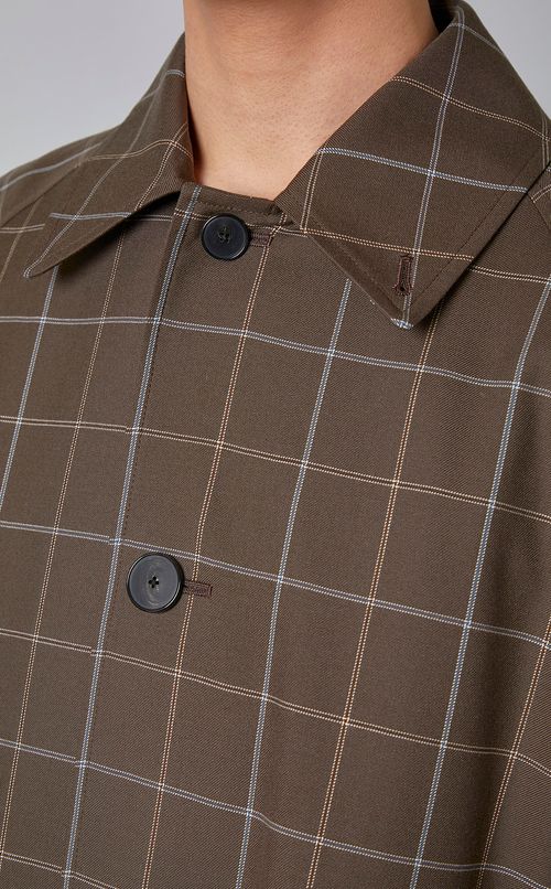 チェックウールシングルトレンチコート