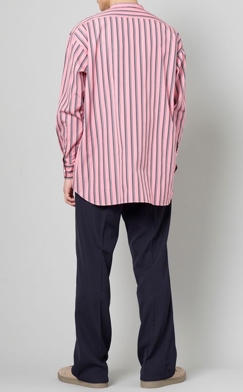 ストライプバンドカラーシャツ