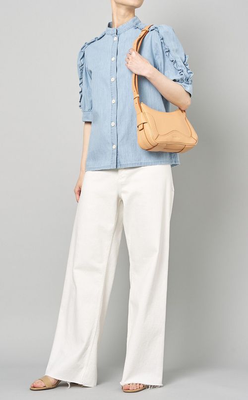 ライトデニ厶フリルスリーブブラウス