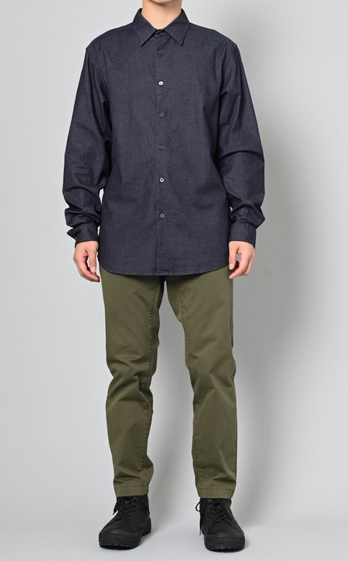 シャンブレーコットンシャツ