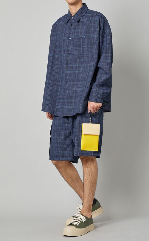 ウールチェックショートカーゴパンツ