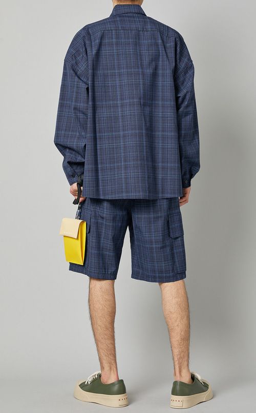 ウールチェックショートカーゴパンツ