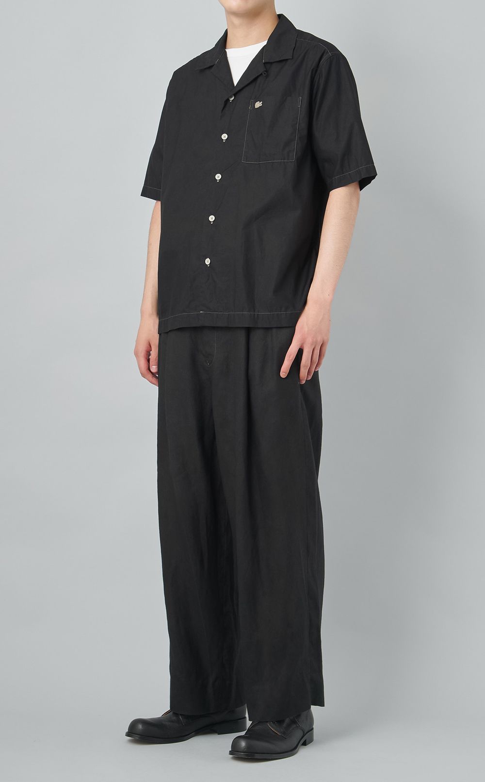 【reADdress】コットンオープンネックシャツ