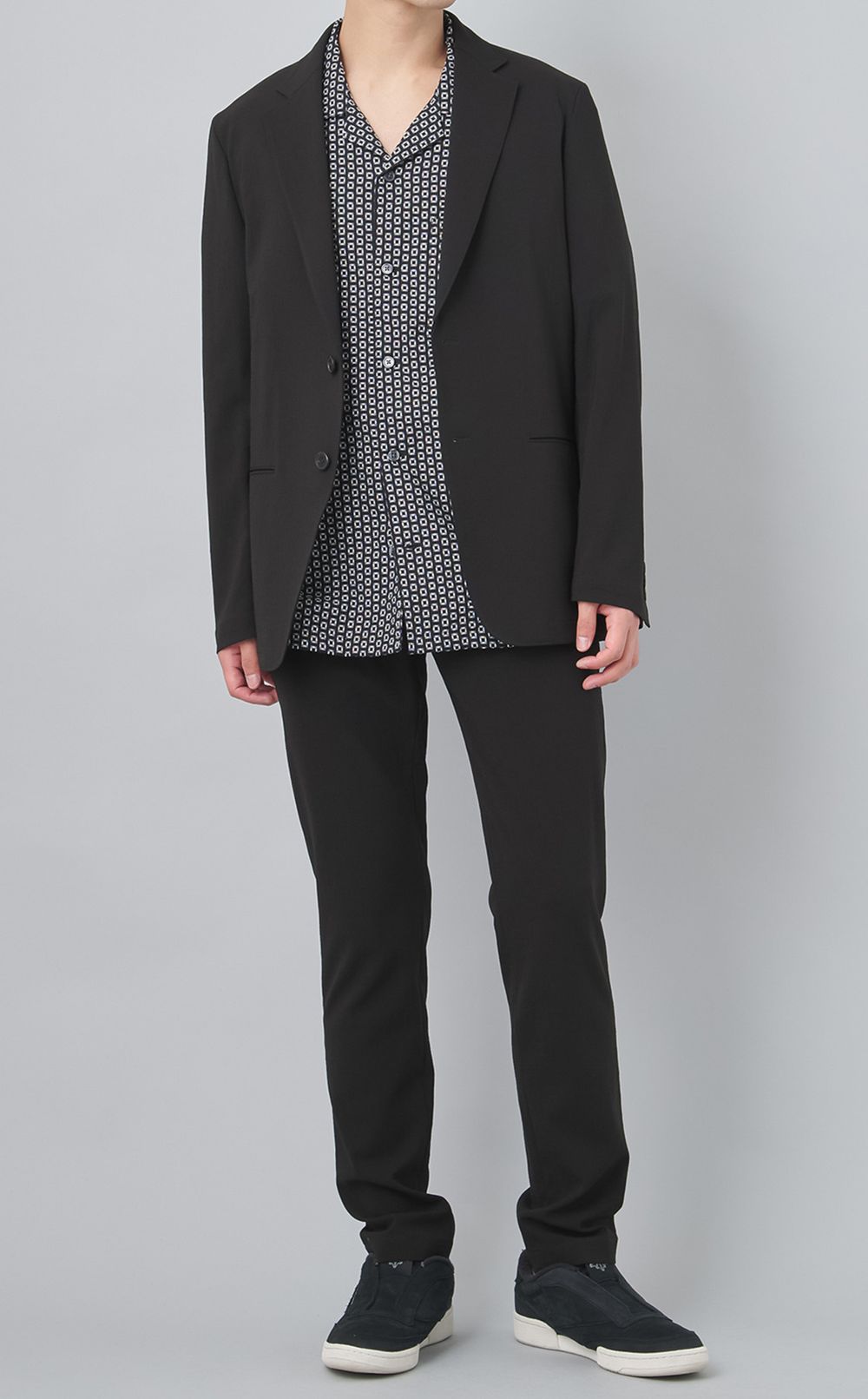 コットンプリントオープンカラーシャツ