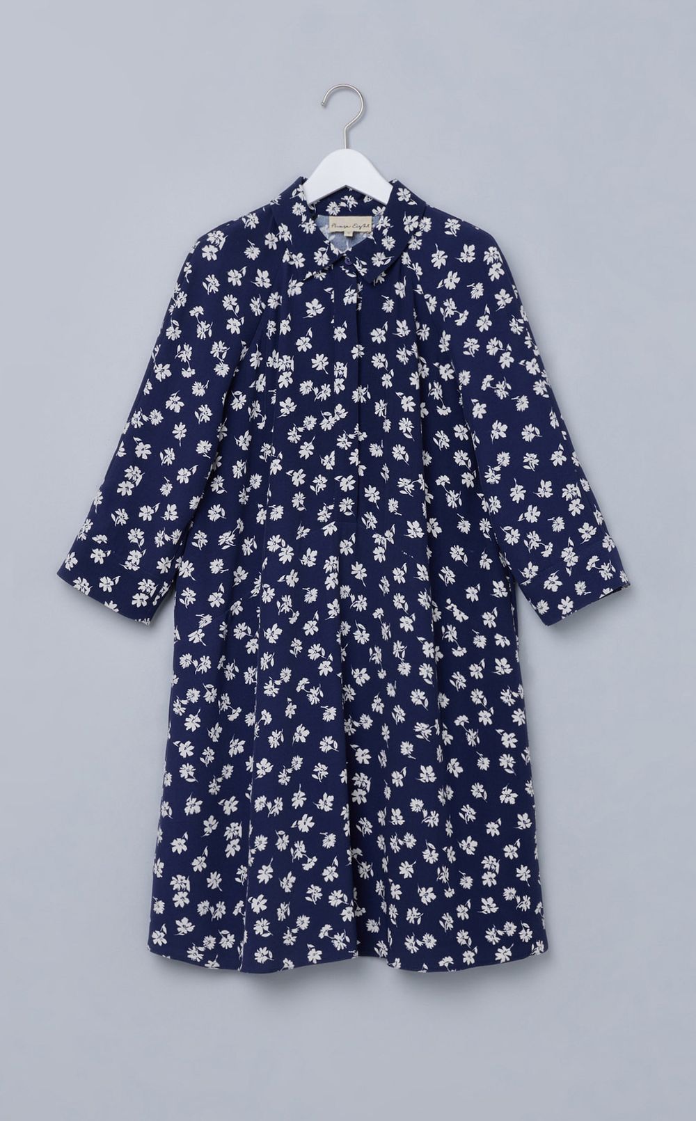フラワープリントシャツワンピース