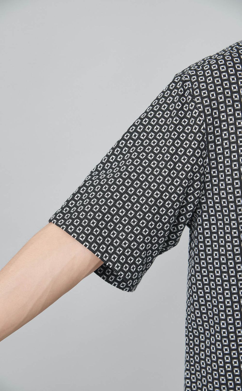 コットンプリントオープンカラーシャツ