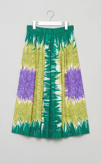 アブストラクトプリントギャザースカート