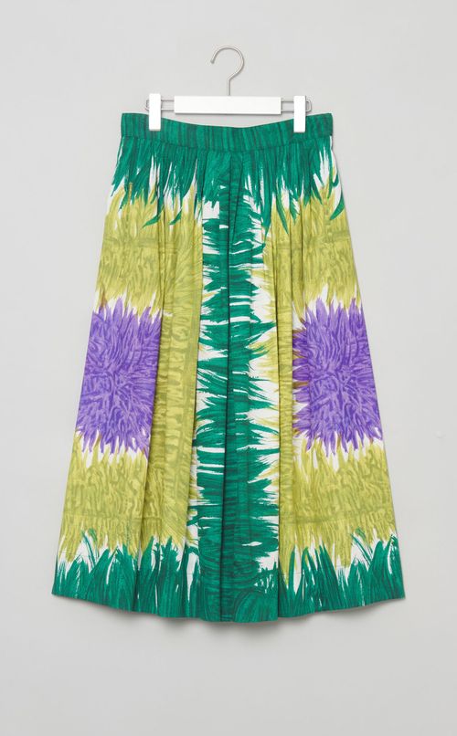 アブストラクトプリントギャザースカート