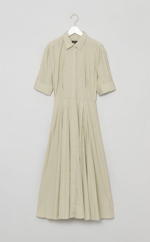 ストライプギャザーシャツワンピース