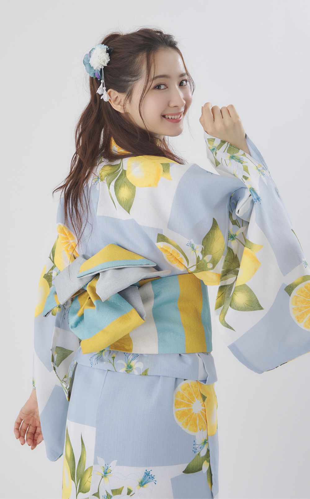 浴衣市松レモン