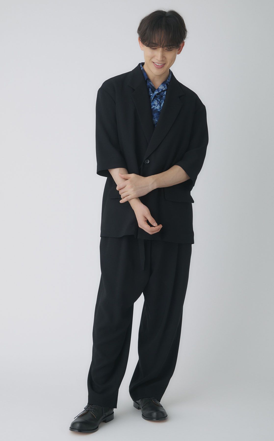 ポプリンハーフスリーブジャケット【JAPAN FABRIC】ハンドウォッシャブル ポプリンハーフスリーブジャケット【JAPAN FABRIC】ハンド