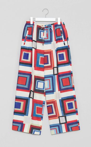 プリントツータックワイドパンツ