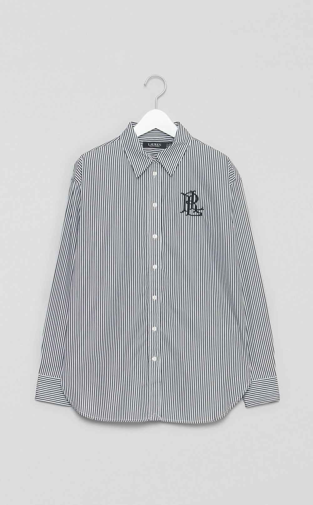 ロゴ刺繍ストライプシャツ