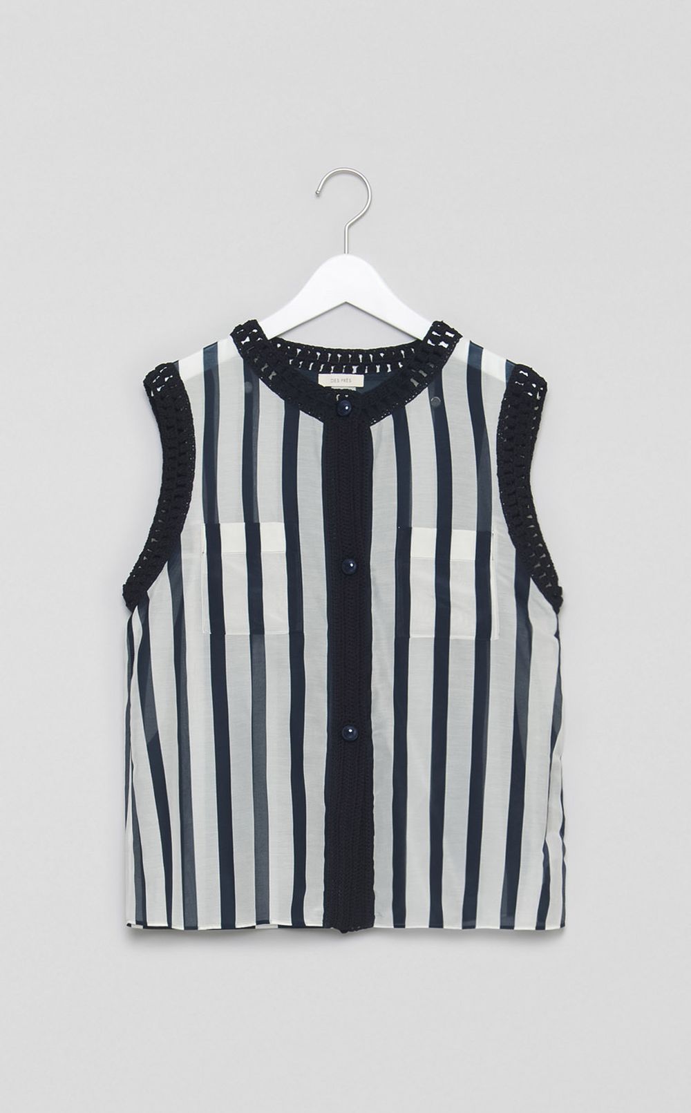 サークルストライプクロシェットブラウス