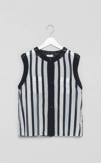 サークルストライプクロシェットブラウス