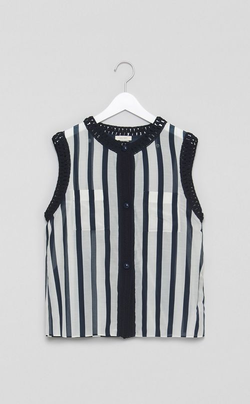 サークルストライプクロシェットブラウス