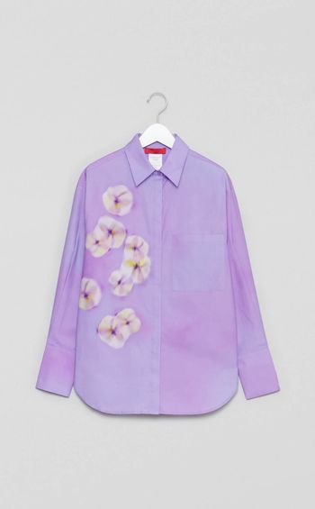 コットンフラワープリントシャツ