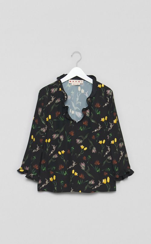 チューリップラビットプリントブラウス